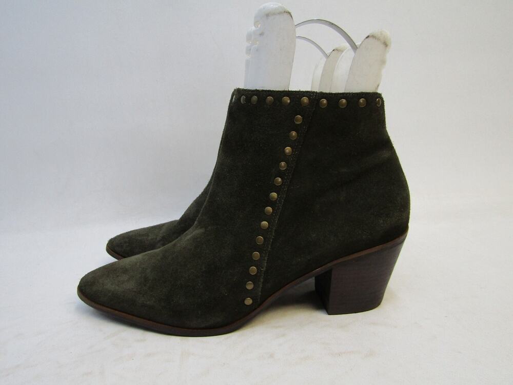 Lucky Brand Womens Size 11 M Green Suede Zip Ankle Fashion Boots Bootie